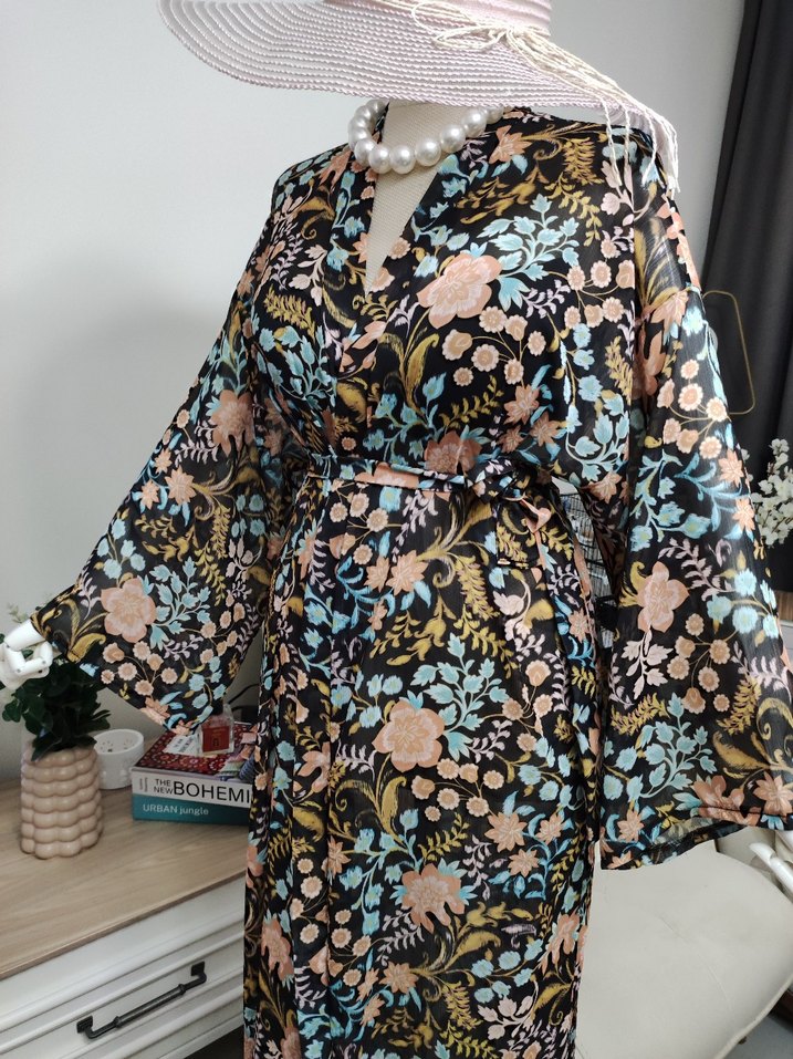 Çiçek Desenli Uzun Bohem Kadın pareo - Görsel 5