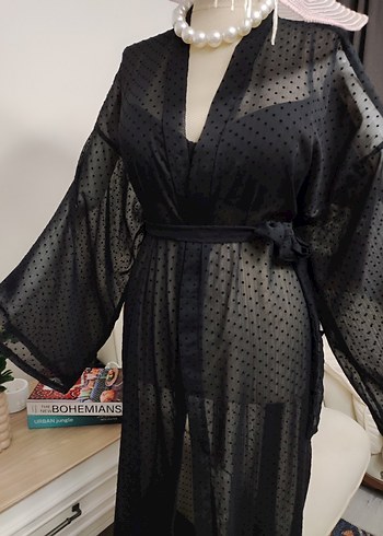 Uzun Siyah Bohem Kadın pareo - Görsel 9