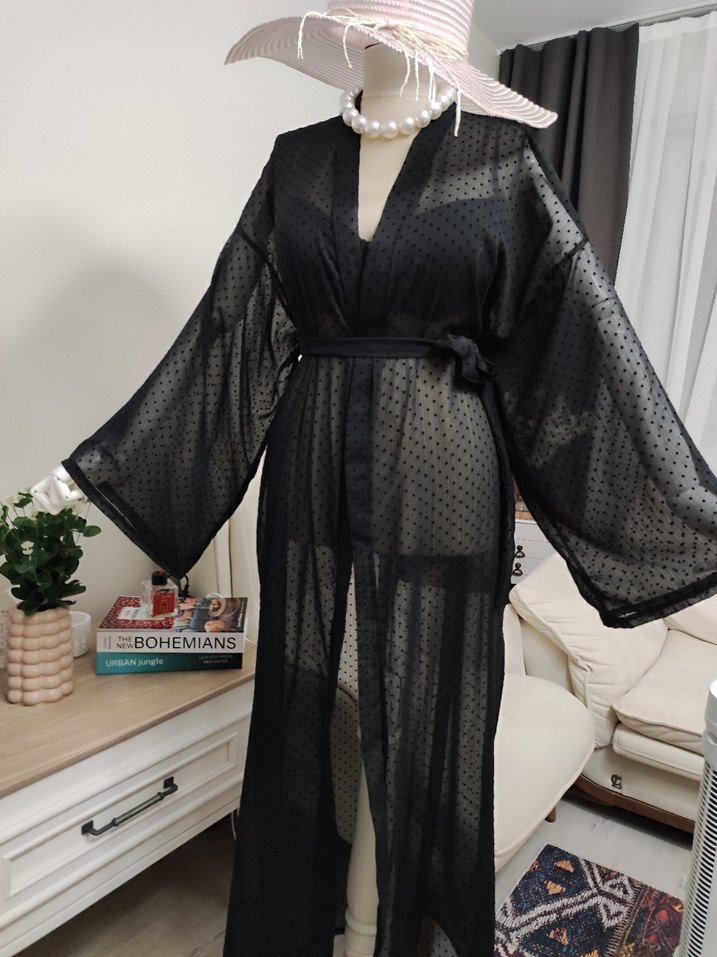 Uzun Siyah Bohem Kadın pareo - Görsel 2