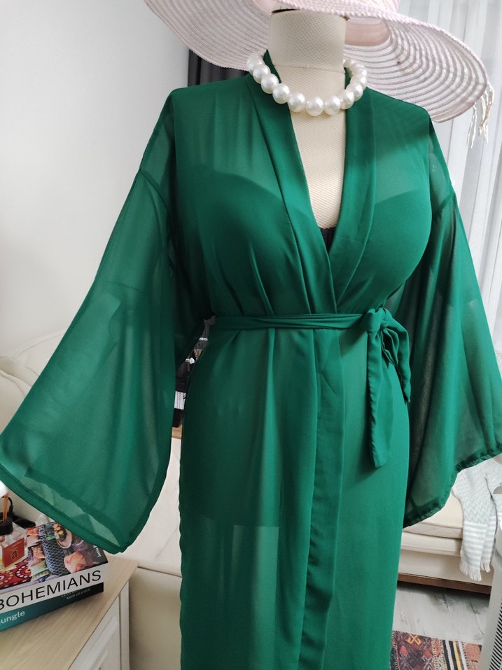 Uzun Yeşil Bohem Pareo - Görsel 5