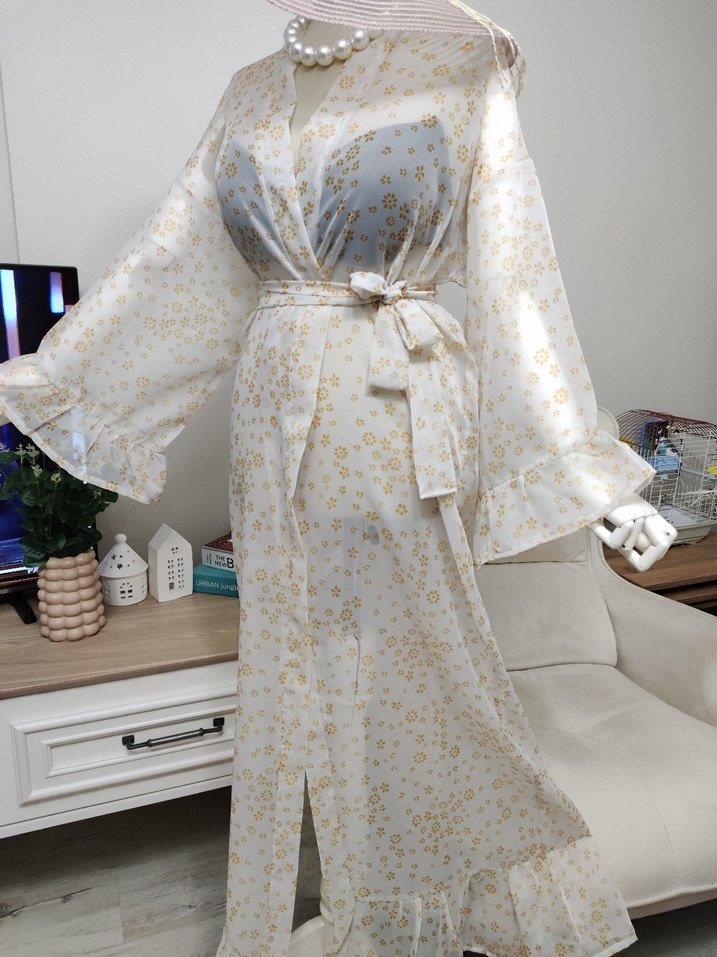 Uzun Beyaz Bohem Çiçekli Pareo - Görsel 5