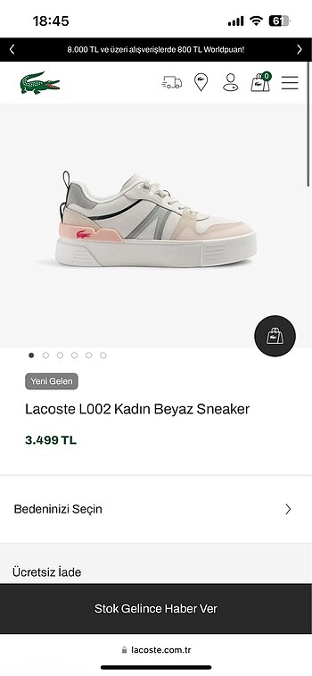 Lacoste Lacoste L002 kadın ayakkabı yeni