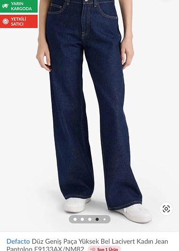 Defacto Lacivert Yuksek Bel Wide Leg Jean