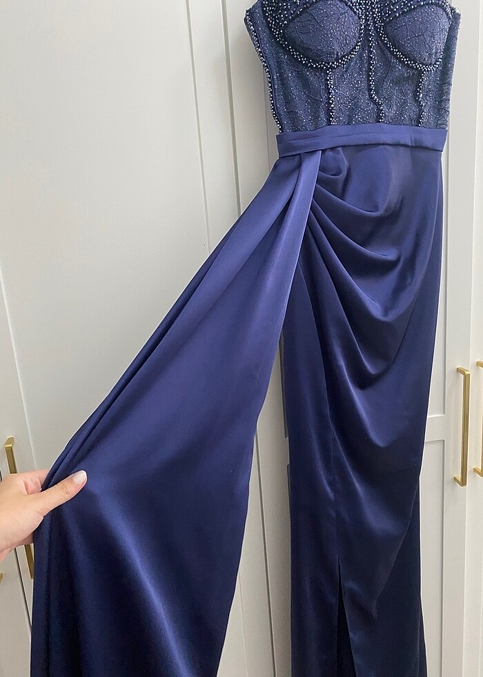 Lacivert taşlı abiye - Görsel 3