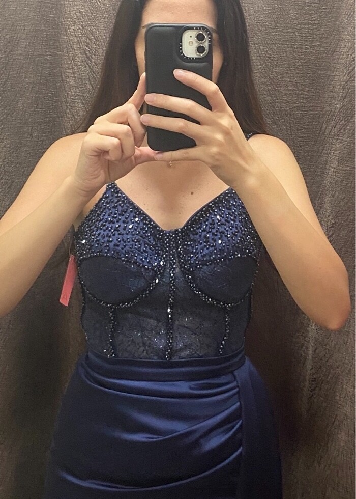 Lacivert taşlı abiye - Görsel 5