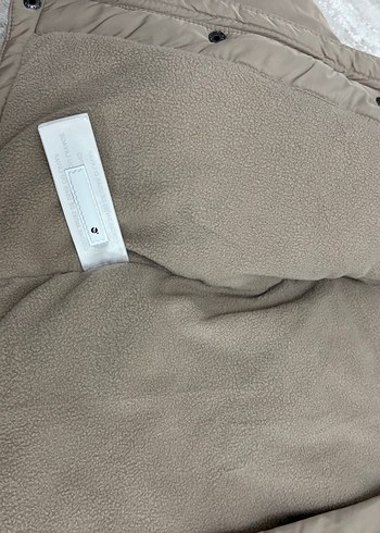 Kürklü Kapüşonlu  Bej Mont - Görsel 4