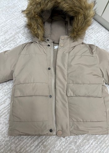 Kürklü Kapüşonlu  Bej Mont - Görsel 2