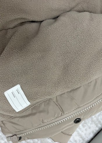 Kürklü Kapüşonlu  Bej Mont - Görsel 5