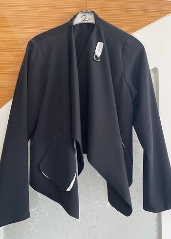 Düğmeli Siyah Kadın Midi Blazer Ceket