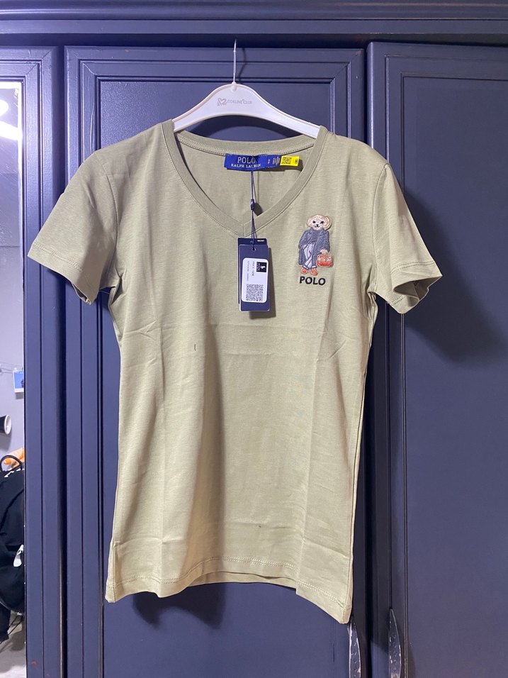 Polo Ralph Lauren Haki V Yaka Pamuklu Tişört — görsel 2/3