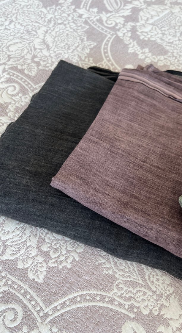 Kahverengi Keten Bohem Drapeli Kadın Şal - Görsel 2