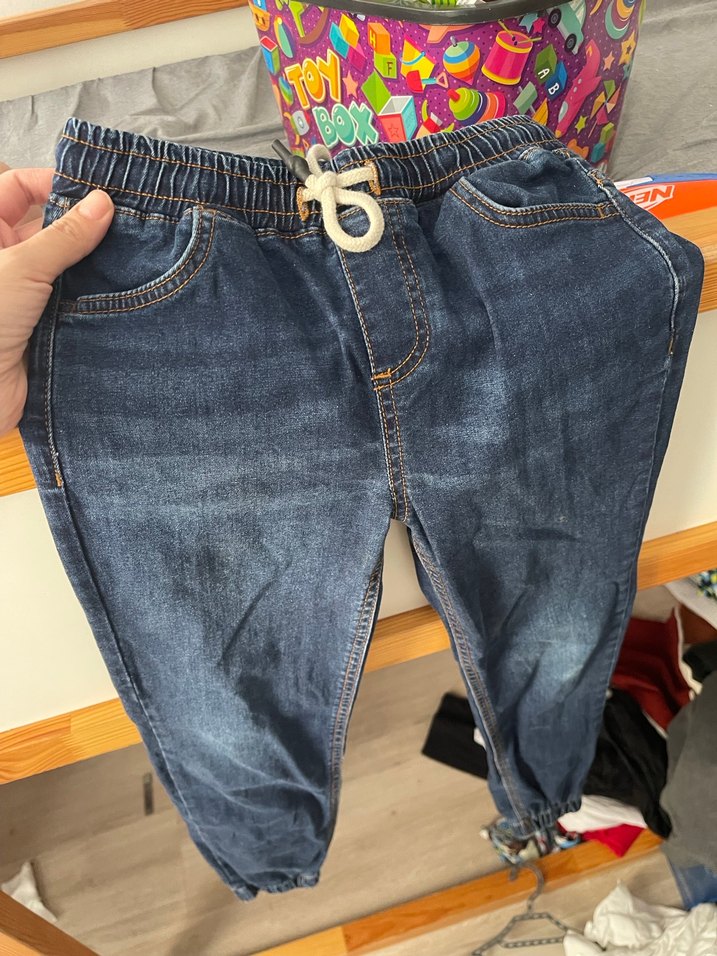 Erkek Çocuk Parlak Mavi Bol Kesim Kot Pantolon - Görsel 2