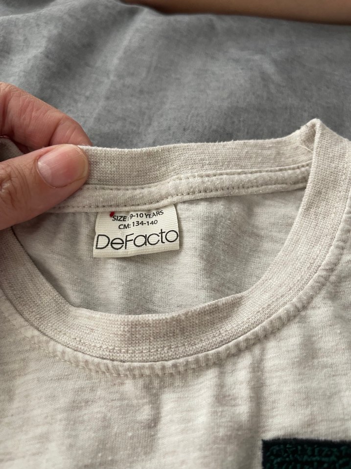 Gri Çocuk Uzun Kollu Pamuklu Tişört - Görsel 3