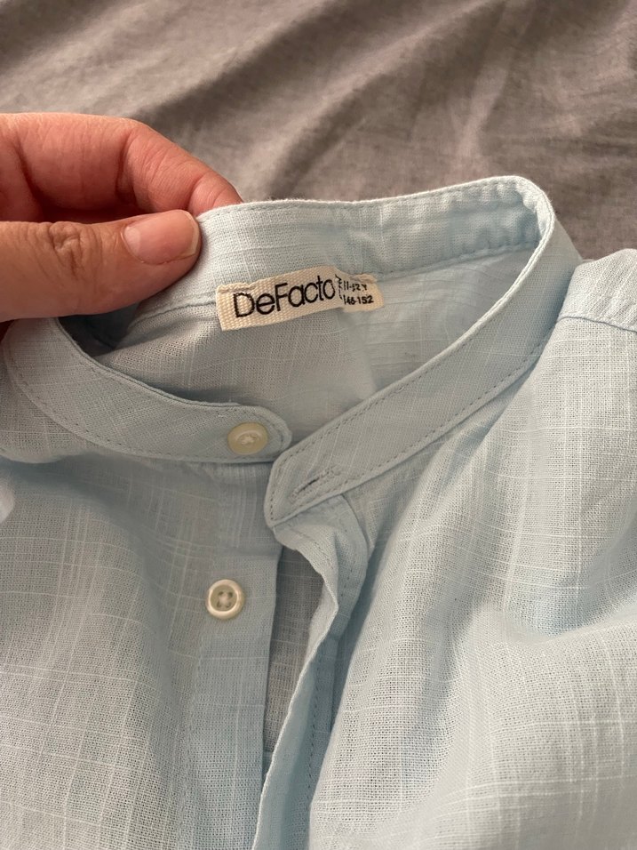 Erkek Çocuk Beyaz Keten Gömlek - Görsel 3