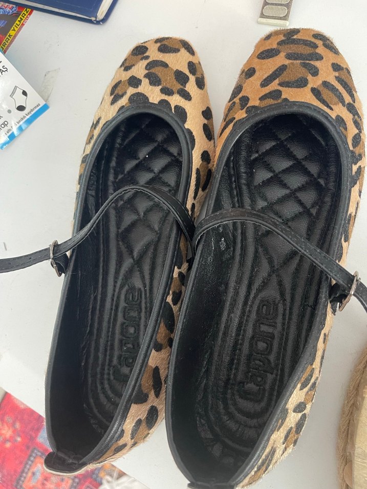 Kahverengi Leopar Desenli Tüylü Kadın Babet - Görsel 2