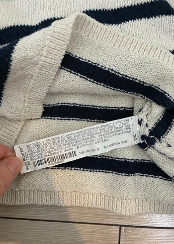 Zara Kız Çocuk Bej Çizgili Örgü Kazak - Görsel 4