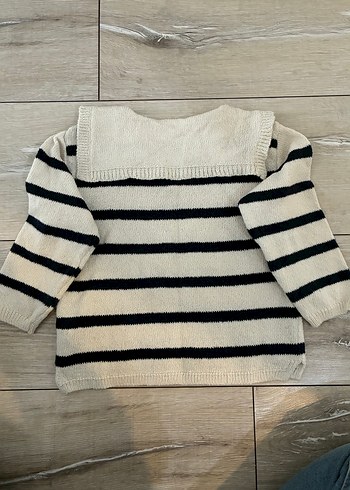 Zara Kız Çocuk Bej Çizgili Örgü Kazak - Görsel 2