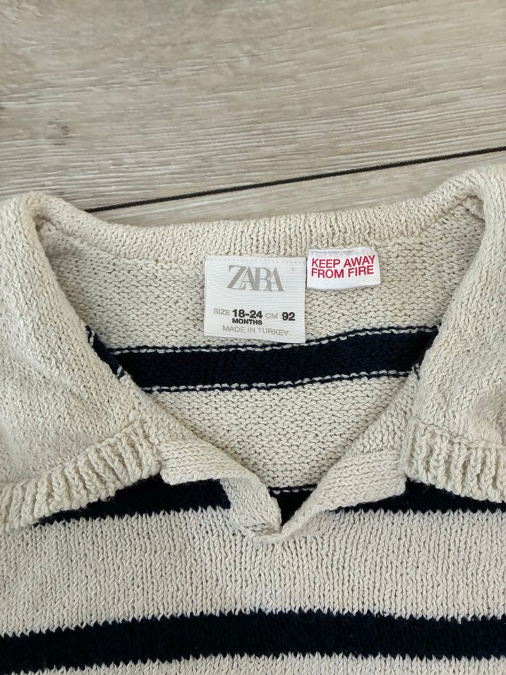 Zara Kız Çocuk Bej Çizgili Örgü Kazak - Görsel 3