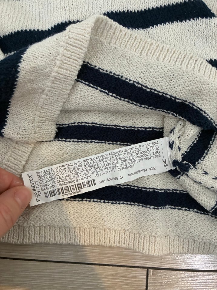 Zara Kız Çocuk Bej Çizgili Örgü Kazak - Görsel 4