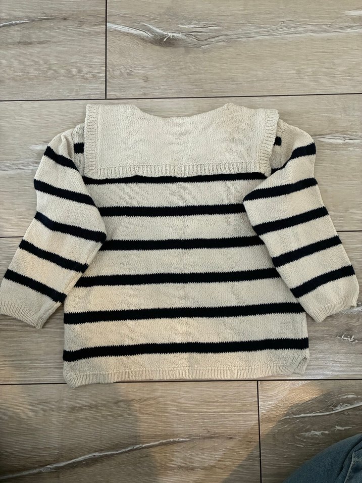 Zara Kız Çocuk Bej Çizgili Örgü Kazak - Görsel 2