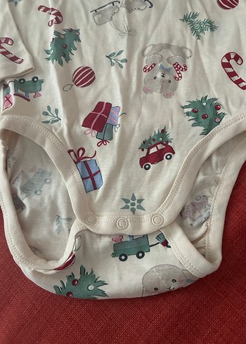 H&M Yılbaşı Desenli Uzun Kollu Bebek Body - Görsel 3