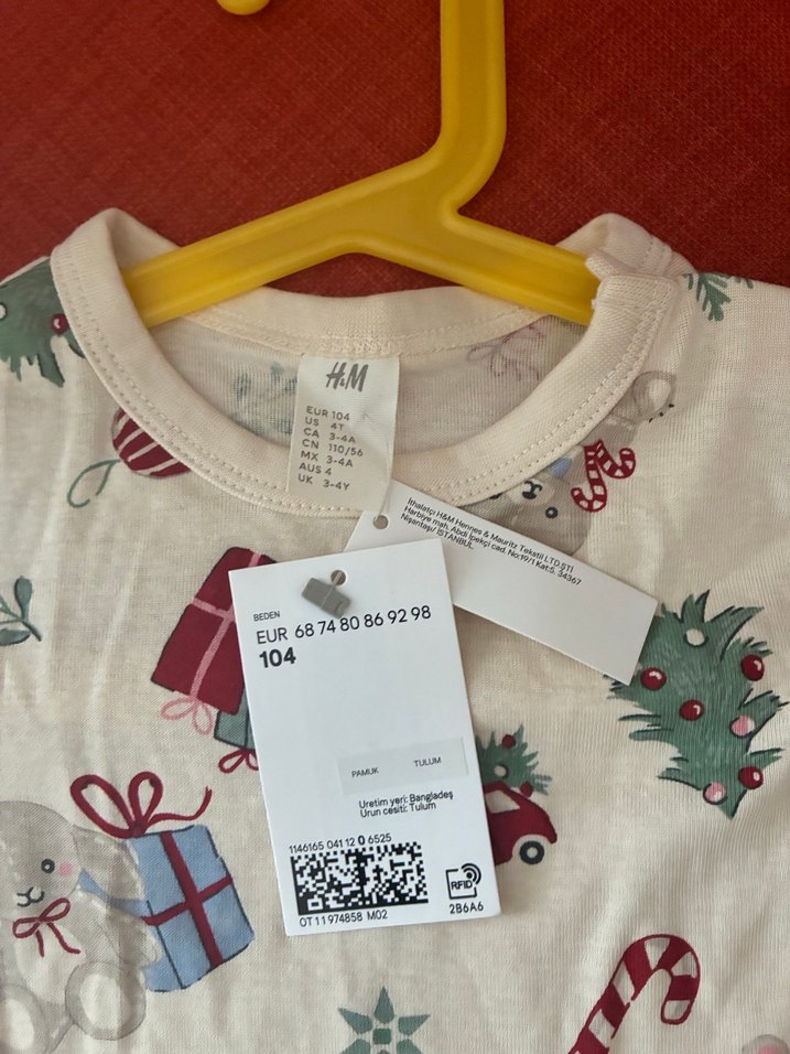 H&M Yılbaşı Desenli Uzun Kollu Bebek Body - Görsel 2