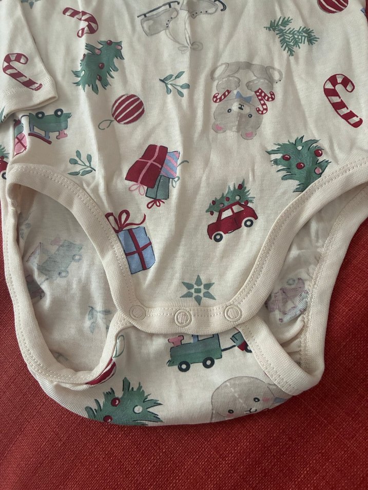 H&M Yılbaşı Desenli Uzun Kollu Bebek Body - Görsel 3