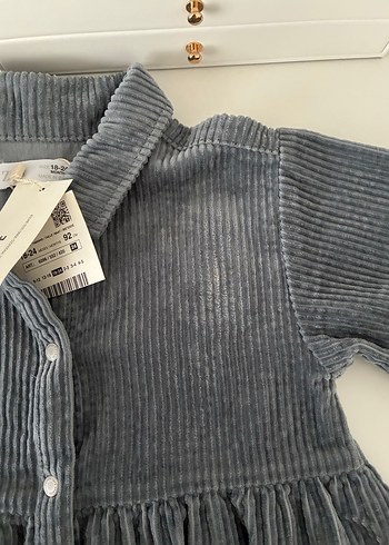 Zara indigo Kadife Kız Çocuk Düğmeli Elbise - Görsel 3