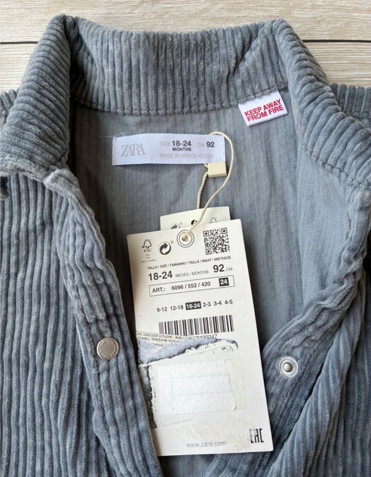 Zara indigo Kadife Kız Çocuk Düğmeli Elbise - Görsel 2