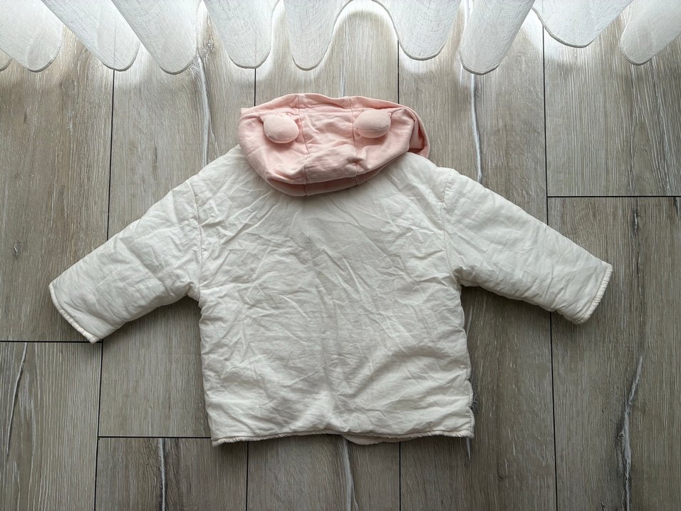 Kapüşonlu Beyaz Kız bebek mevsimlik Mont - Görsel 4