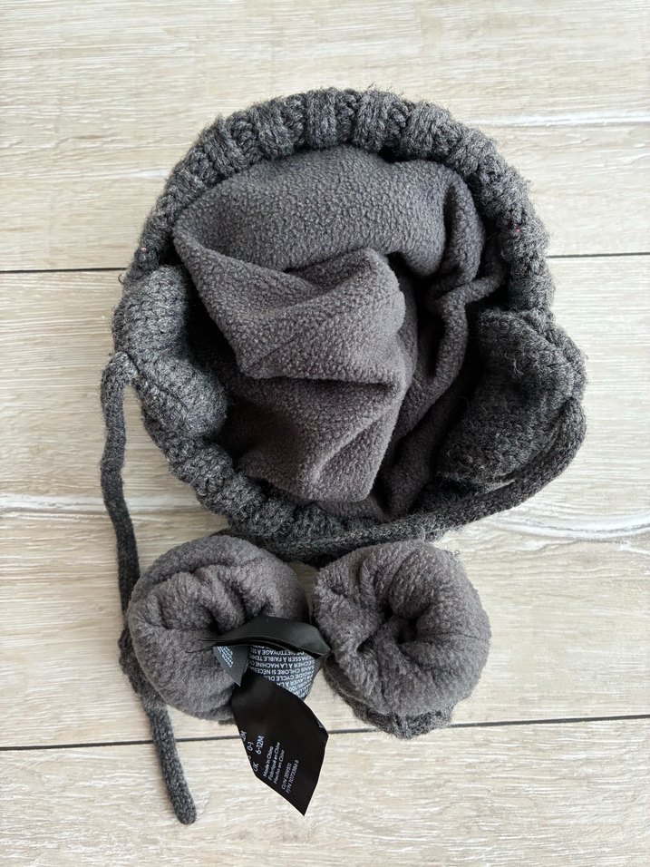 H&M Gri içi polarlı bebek Bere ve Eldiven Seti - Görsel 2