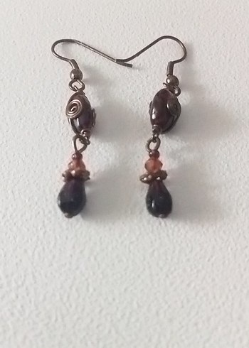 Bordo Mini Boncuklu Bohem Küpe