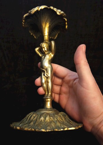  Beden altın Renk pirinç abajur heykel Avrupa eski boy 21 cm