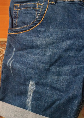 Kadın Mavi Kot Şort Bol Kesim Mini - Görsel 2