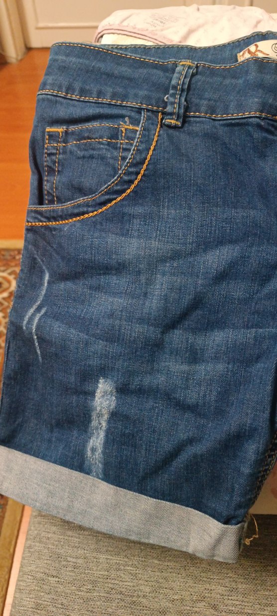 Kadın Mavi Kot Şort Bol Kesim Mini - Görsel 2