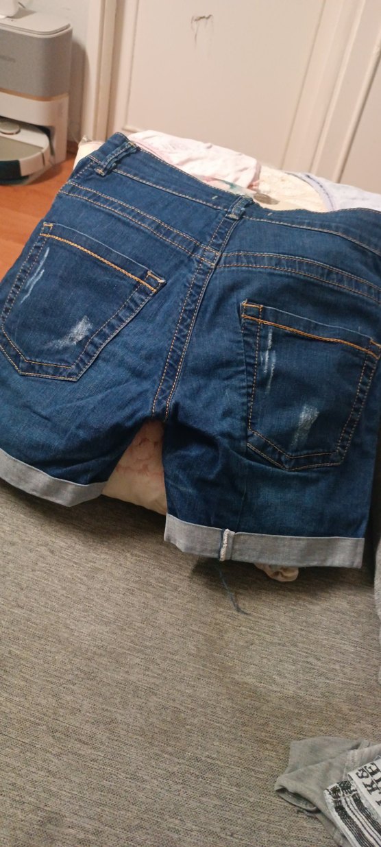 Kadın Mavi Kot Şort Bol Kesim Mini - Görsel 5