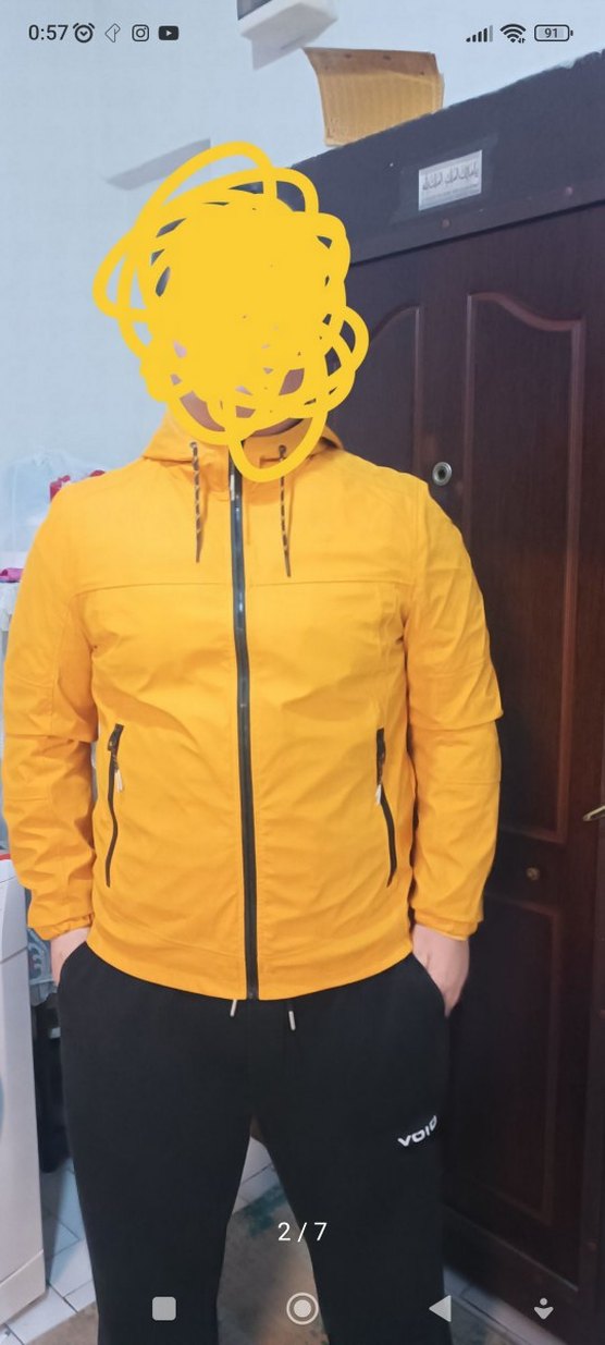 Sarı Fermuarlı Erkek Spor Ceket yağmurluk - Görsel 2