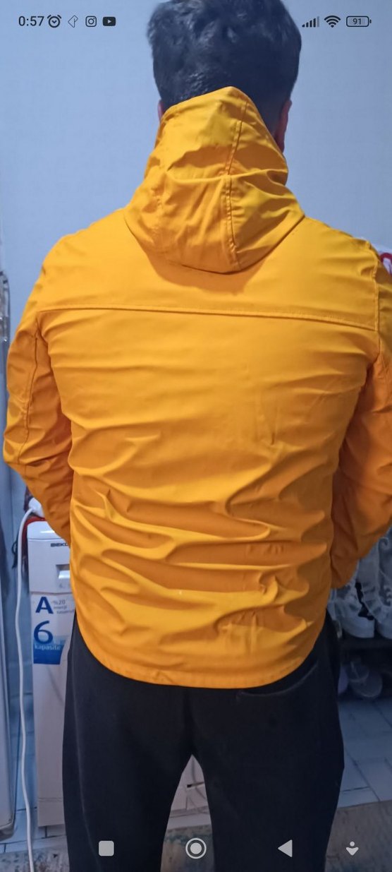 Sarı Fermuarlı Erkek Spor Ceket yağmurluk - Görsel 4