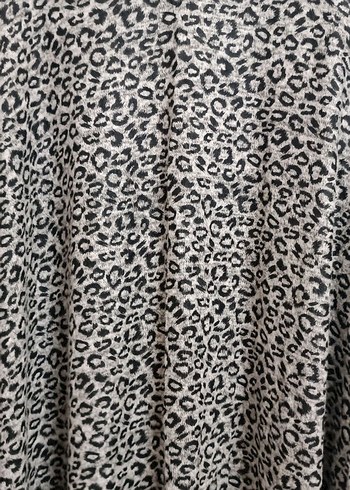 Bohem Gri Leopar Desenli Uzun Elbise - Görsel 7