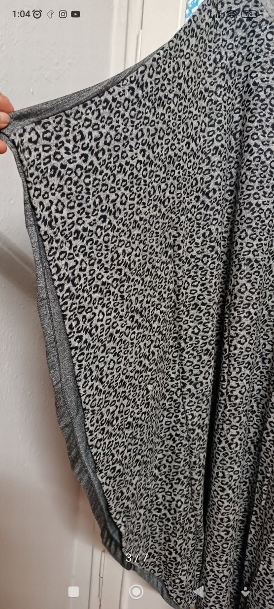 Bohem Gri Leopar Desenli Uzun Elbise - Görsel 3