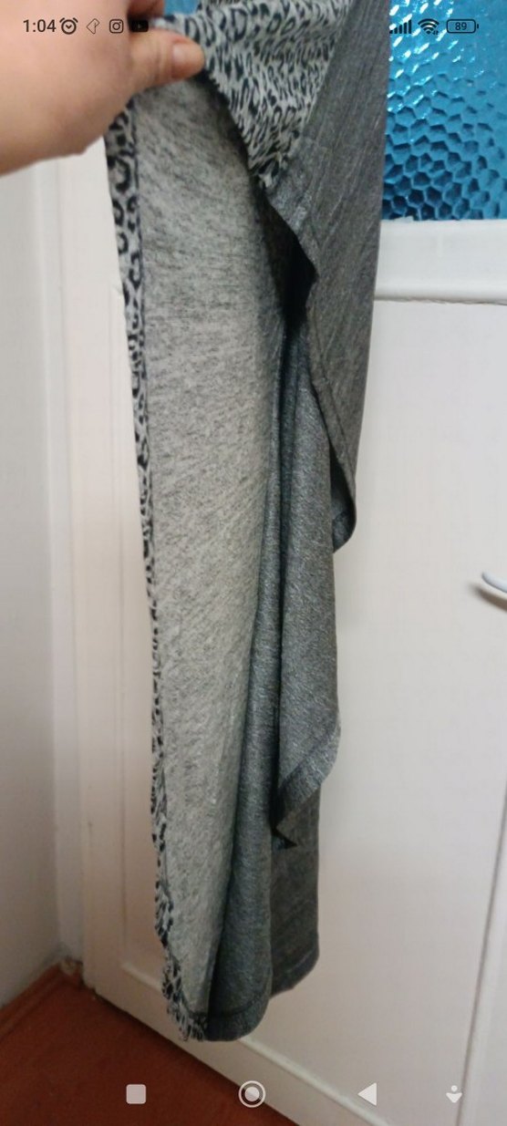 Bohem Gri Leopar Desenli Uzun Elbise - Görsel 4