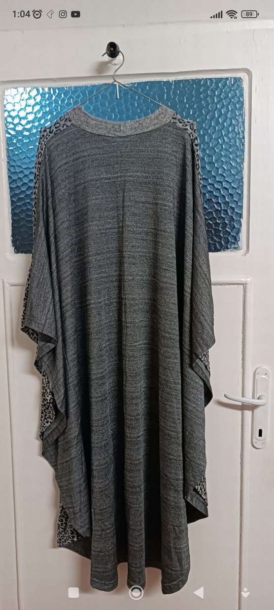 Bohem Gri Leopar Desenli Uzun Elbise - Görsel 5