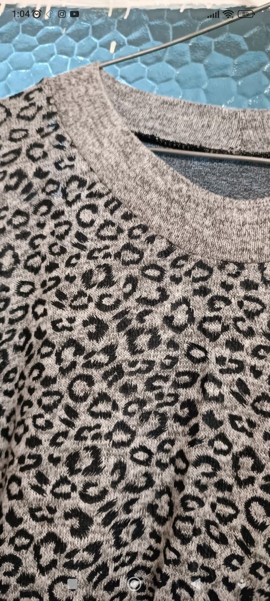 Bohem Gri Leopar Desenli Uzun Elbise - Görsel 2