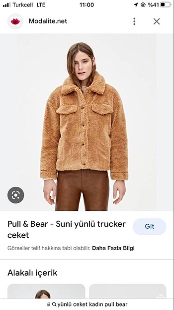 Pull bear peluş mont