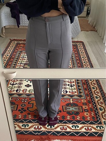 Gri milla kumaş pantolon - Görsel 5