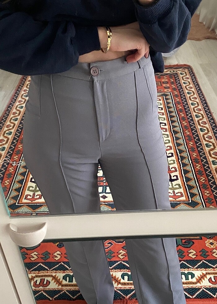 Gri milla kumaş pantolon - Görsel 2