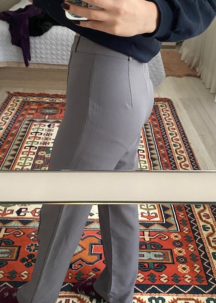 Gri milla kumaş pantolon - Görsel 4