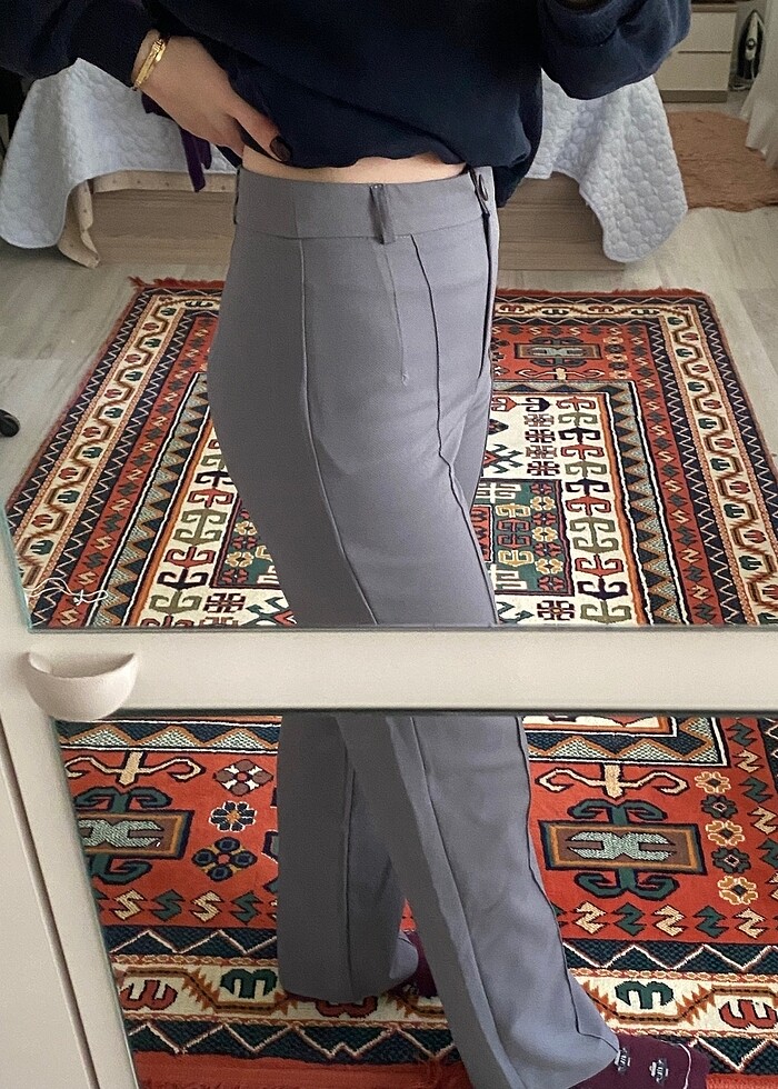 Gri milla kumaş pantolon - Görsel 3