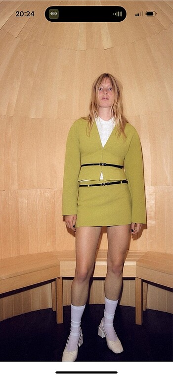 Zara mini yeşil etek - Görsel 2