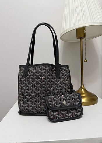 Maison Goyard Sik Siyah Goyard Desenli Canta Seti